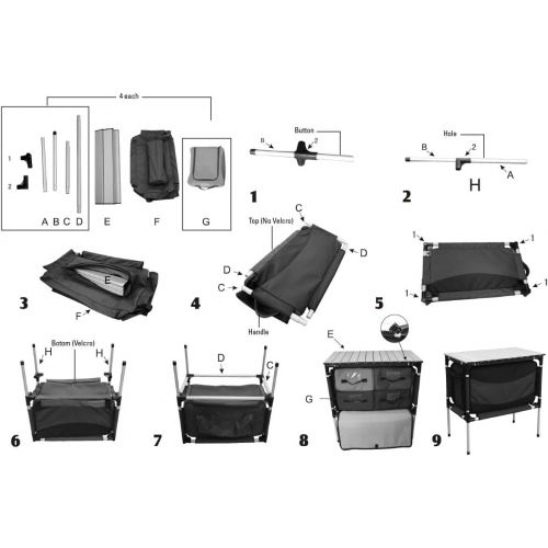  PORTAL Multifunctional Folding Camp Table Aluminum Lightweight Picnic Organizer with Large Zippered Compartment Contains Four Cooler Storage Bags for BBQ, Party, Camping, Kitchen