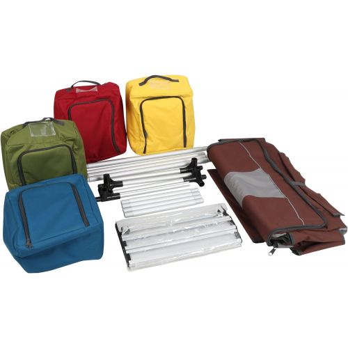  PORTAL Multifunctional Folding Camp Table Aluminum Lightweight Picnic Organizer with Large Zippered Compartment Contains Four Cooler Storage Bags for BBQ, Party, Camping, Kitchen