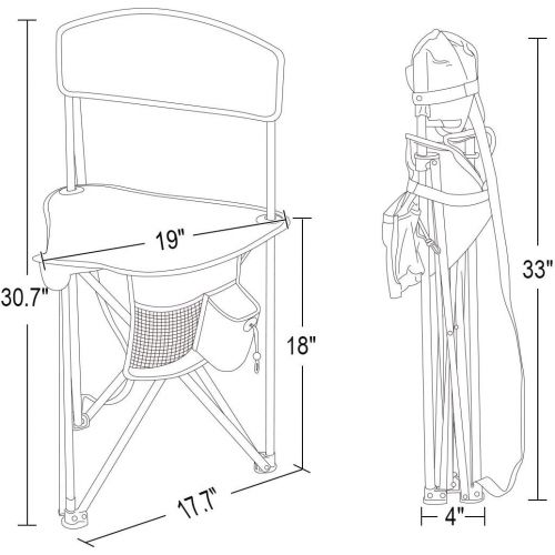  PORTAL Extra Large Quick Folding Tripod Stool with Backrest Fishing Camping Chair with Carry Strap