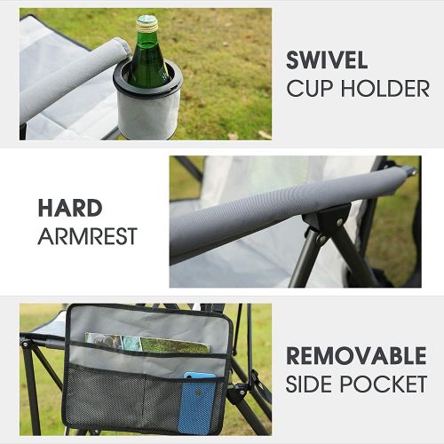  Portal Oversized Quad Folding Camping Chair High Back Cup Holder Hard Armrest Storage Pockets Carry Bag Included, Support 300 lbs