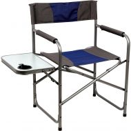 Portal Compact Steel Frame Folding Directors Chair Portable Camping Chair with Side Table, Supports 225 LBS