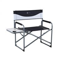 PORTAL Oversized Heavy Duty 600 lbs. Weight Capacity Directors Side Table XXL Camping Chair, 27.6”w x 15.7”d x 36.6”h, Black/Grey