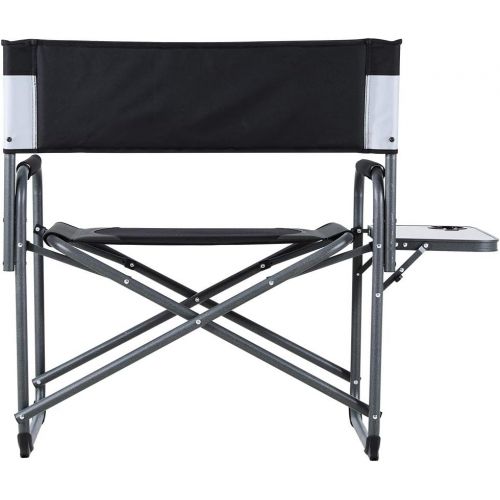  PORTAL Oversized Heavy Duty 600 lbs. Weight Capacity Directors Side Table XXL Camping Chair, 27.6”w x 15.7”d x 36.6”h, Black/Grey