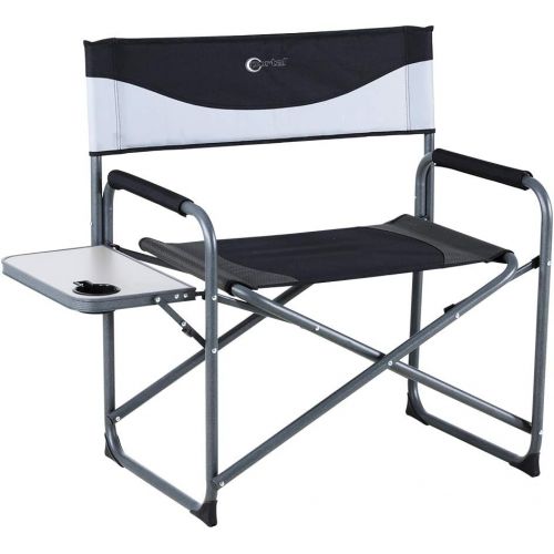  PORTAL Oversized Heavy Duty 600 lbs. Weight Capacity Directors Side Table XXL Camping Chair, 27.6”w x 15.7”d x 36.6”h, Black/Grey