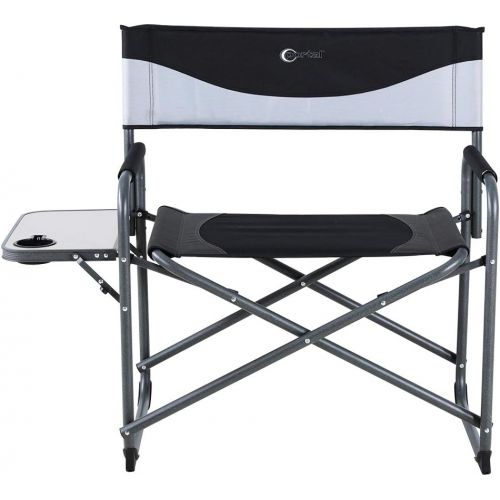  PORTAL Oversized Heavy Duty 600 lbs. Weight Capacity Directors Side Table XXL Camping Chair, 27.6”w x 15.7”d x 36.6”h, Black/Grey