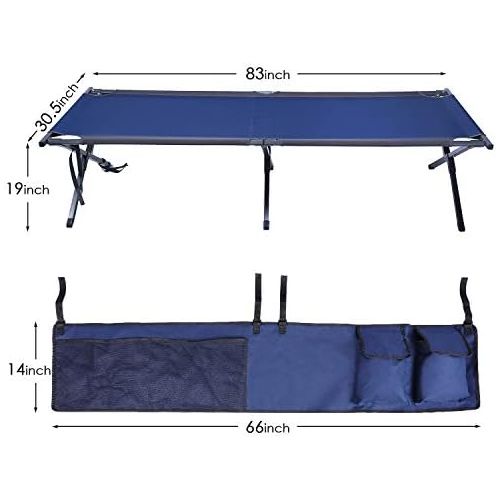  PORTAL Folding Portable Camping Cot 83 XL Pack-Away Tent Sleeping Cot Bed with Side Pockets, Carry Bag and Side Pockets Included