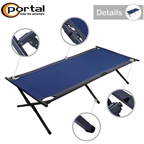  PORTAL Folding Portable Camping Cot 83 XL Pack-Away Tent Sleeping Cot Bed with Side Pockets, Carry Bag and Side Pockets Included