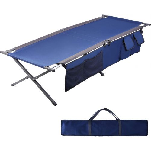  PORTAL Folding Portable Camping Cot 83 XL Pack-Away Tent Sleeping Cot Bed with Side Pockets, Carry Bag and Side Pockets Included