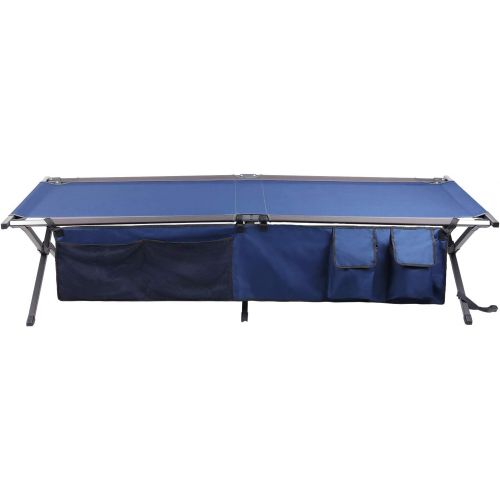  PORTAL Folding Portable Camping Cot 83 XL Pack-Away Tent Sleeping Cot Bed with Side Pockets, Carry Bag and Side Pockets Included