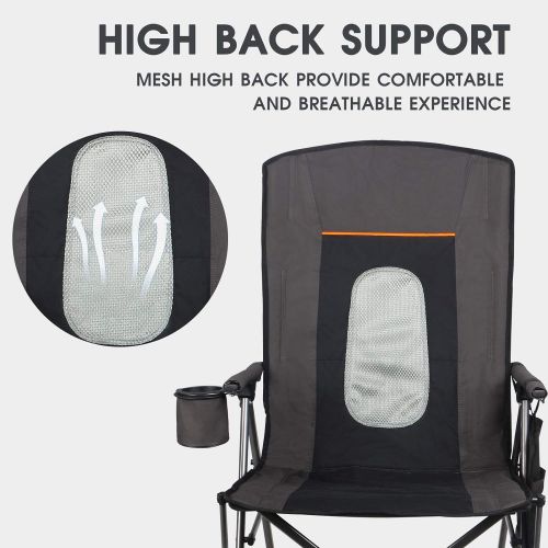  Portal Oversized Quad Folding Camping Chair High Back Cup Holder Hard Armrest Storage Pockets Carry Bag Included, Support 300 lbs