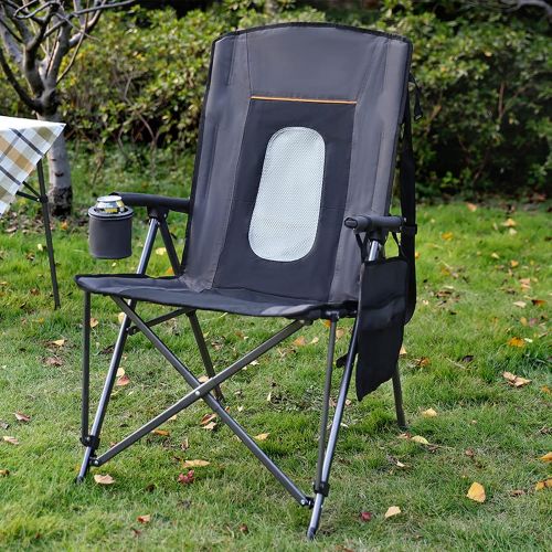 Portal Oversized Quad Folding Camping Chair High Back Cup Holder Hard Armrest Storage Pockets Carry Bag Included, Support 300 lbs