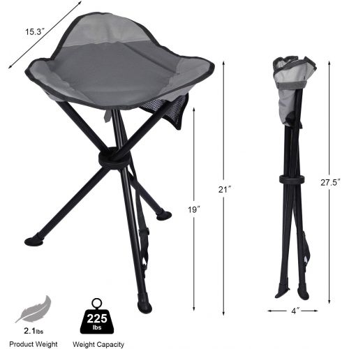  PORTAL Tall Slacker Chair Folding Tripod Stool for Outdoor Camping Walking Hunting Hiking Fishing Travel, Support 225 lbs
