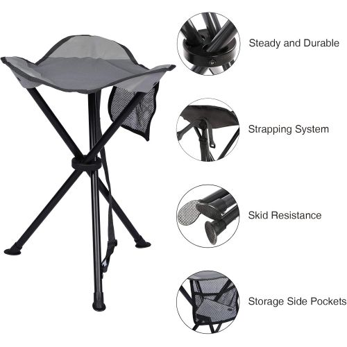  PORTAL Tall Slacker Chair Folding Tripod Stool for Outdoor Camping Walking Hunting Hiking Fishing Travel, Support 225 lbs