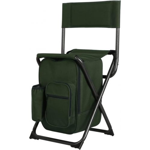  PORTAL Lightweight Backrest Stool Compact Folding Chair Seat with Cooler Bag for Fishing, Camping, Hiking, Supports 225 lbs