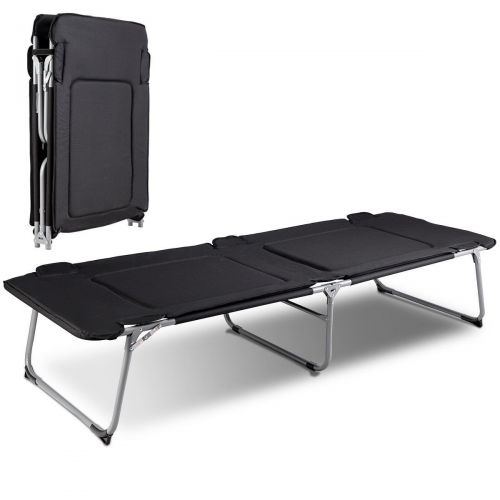  PORTAL NanaPluz 84 Black Fabric Adult Portable Folding Camping Bed Cot Oversize with Ebook