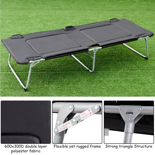  PORTAL NanaPluz 84 Black Fabric Adult Portable Folding Camping Bed Cot Oversize with Ebook