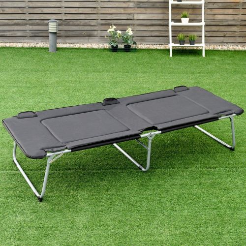  PORTAL NanaPluz 84 Black Fabric Adult Portable Folding Camping Bed Cot Oversize with Ebook