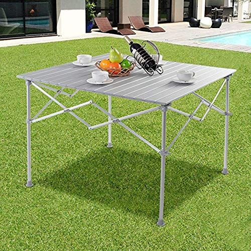  PORTAL EnjoyShop Aluminum Folding Picnic Camping Table with Roll-up Top