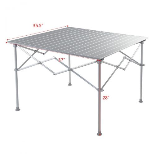  PORTAL EnjoyShop Aluminum Folding Picnic Camping Table with Roll-up Top