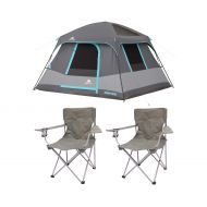 PORTAL OZARK TRAIL 10 x 9 Dark Rest Cabin Tent, Sleeps 6 with Quad Folding Camp Chair