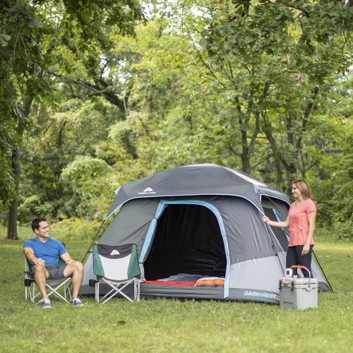  PORTAL OZARK TRAIL 10 x 9 Dark Rest Cabin Tent, Sleeps 6 with Quad Folding Camp Chair