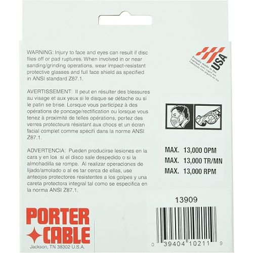  PORTER-CABLE Hook And Loop Pad for Model 333VS Sander, 5 or 8-Hole (13909) , Black