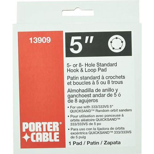  PORTER-CABLE Hook And Loop Pad for Model 333VS Sander, 5 or 8-Hole (13909), Black