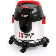 PORTER-CABLE Wet/Dry Vacuum 4 Gallon 4HP Stainless Steel Light Weight Portable, 3 in 1 Function with Attachments, Silver+Red
