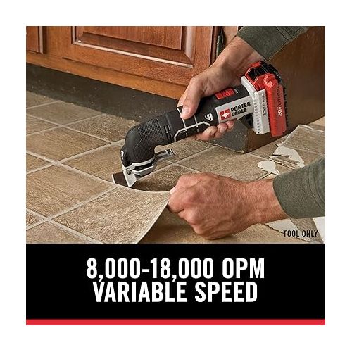  PORTER-CABLE 20V MAX* Oscillating Tool with 11-Piece Accessories, Tool Only (PCC710B)