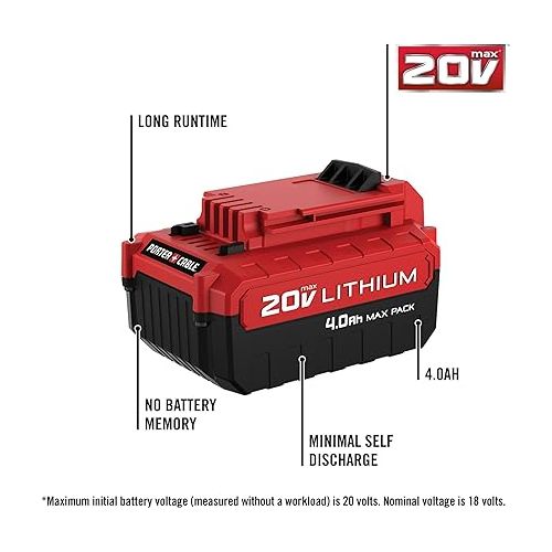  PORTER-CABLE 20V MAX* Lithium Battery, 4.0-Ah, 2-Pack (PCC685LP)