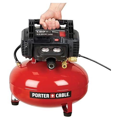  PORTER-CABLE Air Compressor, 6-Gallon, Pancake, Oil-Free (C2002-ECOM)