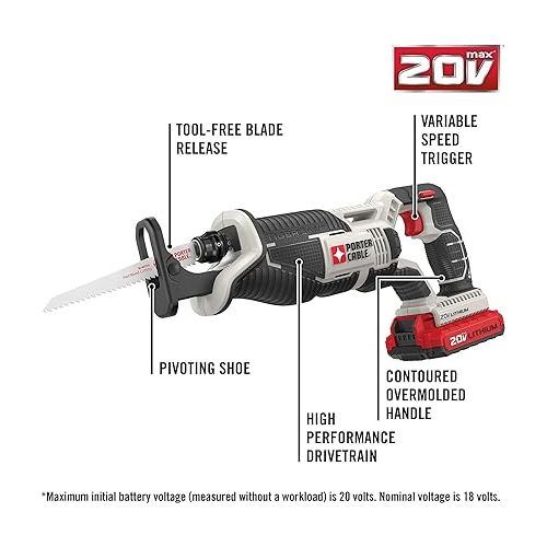  PORTER-CABLE 20V MAX* Cordless Drill Combo Kit, 4-Tool (PCCK615L4)