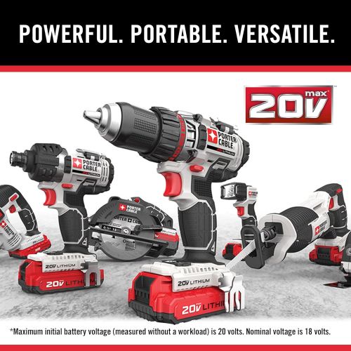  PORTER-CABLE 20V MAX Cordless Drill Combo Kit and Impact Driver, 2-Tool (PCCK604L2)