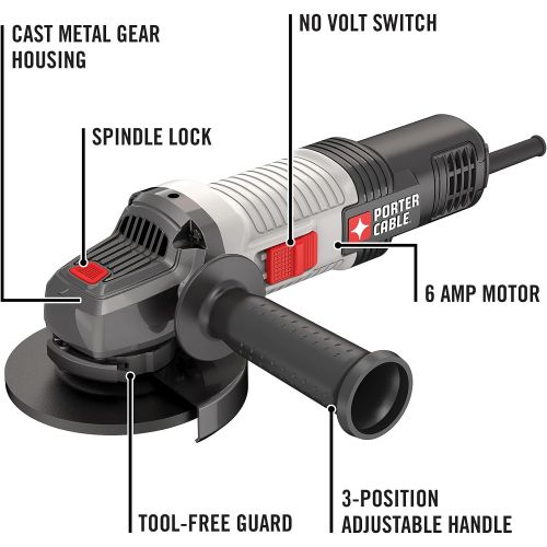  PORTER-CABLE Angle Grinder Tool, 4-1/2-Inch, 6-Amp (PCEG011)