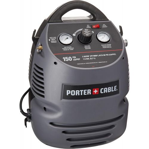  [아마존베스트]PORTER-CABLE Air Compressor Kit, 1.5 Gallon, Oil-Free, Fully Shrouded, Hand Carry, 25-Feet Hose (CMB15)