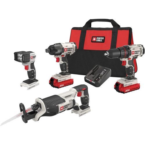  [아마존베스트]PORTER-CABLE 20V MAX Cordless Drill Combo Kit, 4-Tool (PCCK615L4)