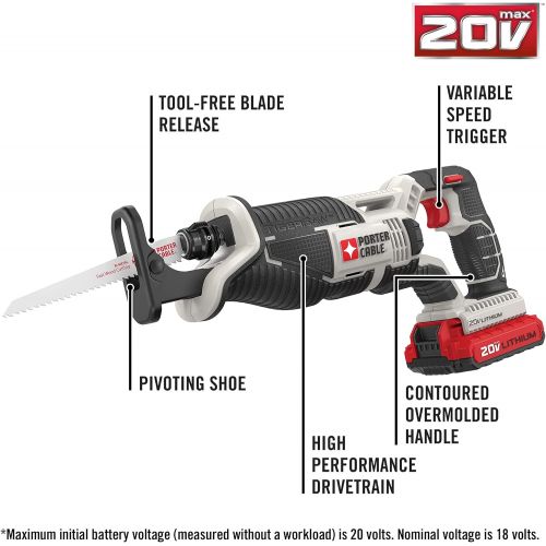  [아마존베스트]PORTER-CABLE 20V MAX Cordless Drill Combo Kit, 4-Tool (PCCK615L4)