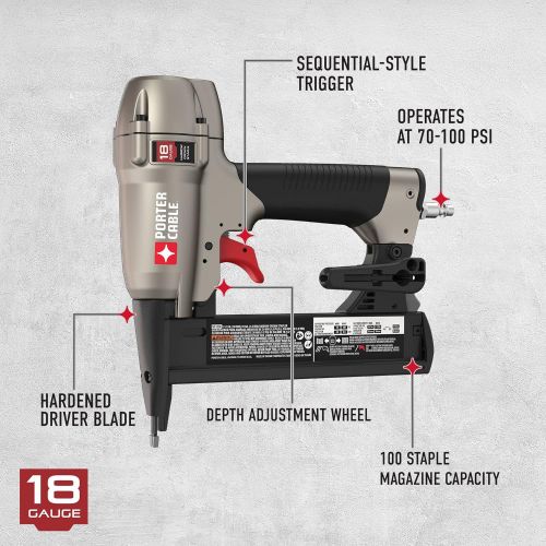  [아마존베스트]PORTER-CABLE NS150C 1-1/2-Inch 18GA Narrow Crown Stapler Kit