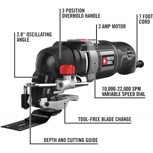  [아마존베스트]PORTER-CABLE Oscillating Tool Kit, 3-Amp, 52 Pieces (PCE605K52)