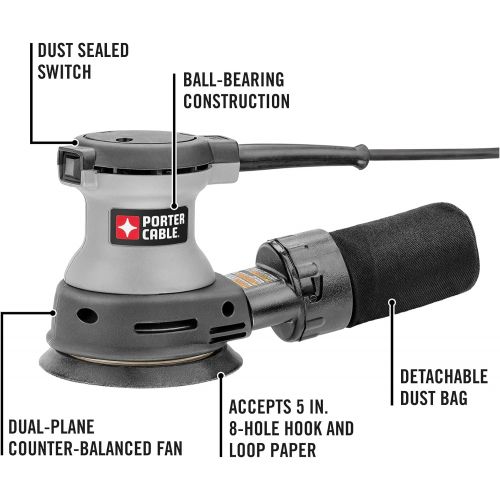  PORTER-CABLE Random Orbit Sander, 5-Inch (382)