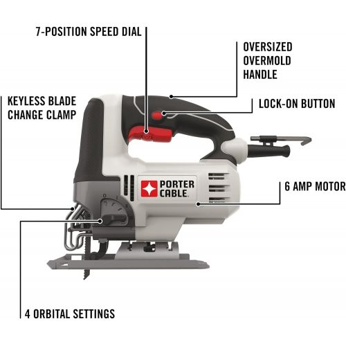  PORTER-CABLE Orbital Jig Saw, 6.0-Amp, Corded (PCE345)