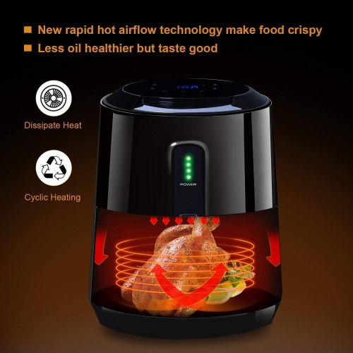  POSAME Posame Air Fryer 3 Quarts,Digital Electric Hot Air Fryer with 8 Cooking Presets,Oilless Deep Fryer Healthy Cooking,LCD Touch Screen,Automatic Shut Off,Memory Function,1400-Watt, Fa