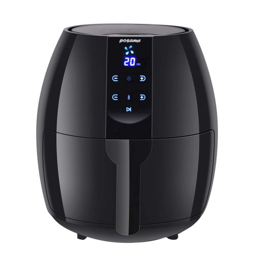  POSAME Posame 4.2 Quarts Air Fryer Electric Digital Programmable Hot Air Fryer Oven Family Size Oil-Free Deep Airfryer with LCD Touch Screen,Automatic Shut Off,Memory Function,1500-Watt,B