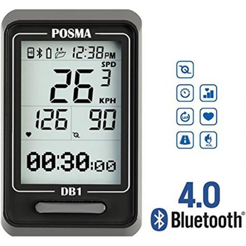  POSMA DB1 BLE4.0 Cycling Computer Speedometer Odometer, Support GPS by Smartphone Integration iPhone and Android (BHR20 Heart Rate Monitor and BCB20 SpeedCadence Sensor Bundle Opt