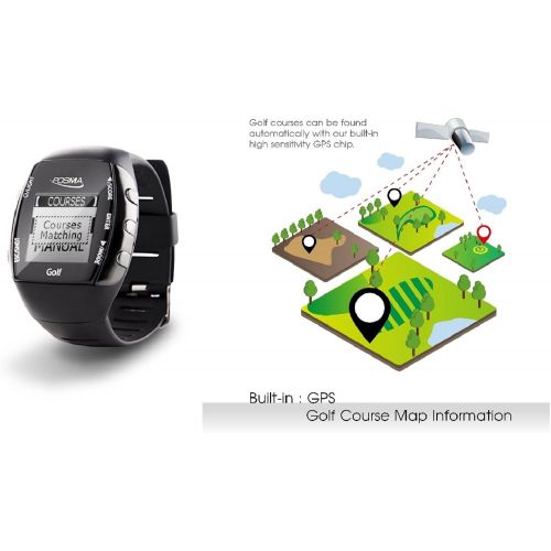  POSMA GM2 Golf Fitness GPS Watch - Range Finder - Activity Tracker Built-in Green Light Heart Rate Monitor, Bluetooth Android iOS app to Connect Smartphone iPhone