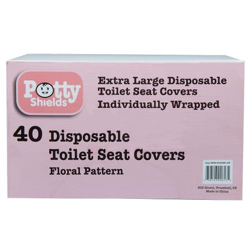  [아마존베스트]Toilet Seat Covers- Disposable XL Potty Seat Covers, Individually Wrapped by Potty Shields - Extra-Large, No Slip (Floral - 40 Pack)