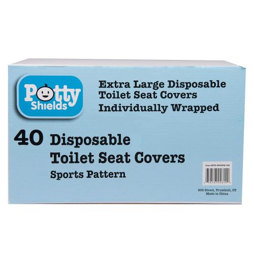  [아마존베스트]Toilet Seat Covers- Disposable XL Potty Seat Covers, Individually Wrapped by Potty Shields - Extra-Large, No Slip (Sports - 40 Pack)