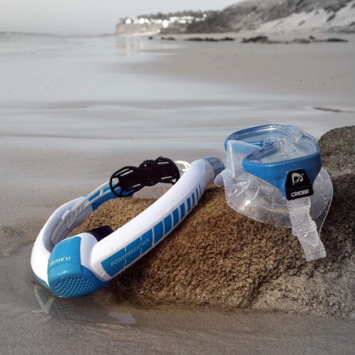  POWERBREATHER Beach - Schnorchelset mit Taucherbrille von Cressi - 100% frische Luft, 100% trocken, kein Ausblasen nach Tauchgang durch patentierte Ventiltechnik