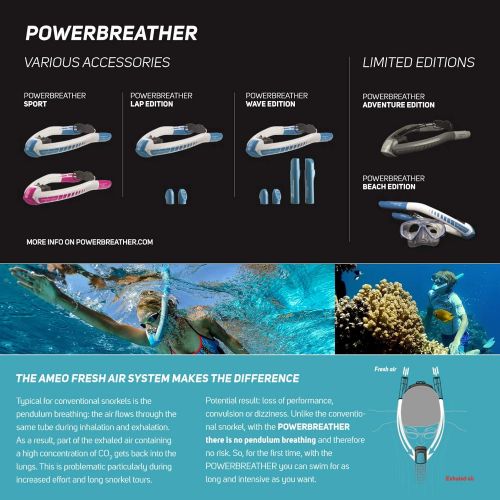  POWERBREATHER Sport Schnorchel - 100% frische Luft und 100% trocken - Schnorchel mit patentierter Ventiltechnik by AMEO Sports - Farbvariante