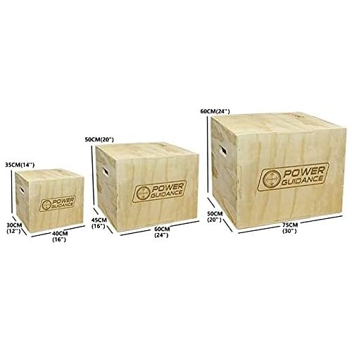  [아마존베스트]Power Guidance 3-in-1 Wooden Plyo Box, Jump Box, Ideal for Cross Training, 75/60/50 cm, 60/50/45 cm, 40/35/30 cm, Plyometric Jump Box